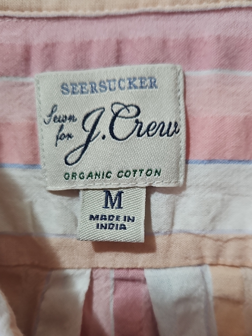 J. Crew Mens Slim Pastel Stripes Seersucker Organic Cotton Short Sleeve M - Picture 12 of 12